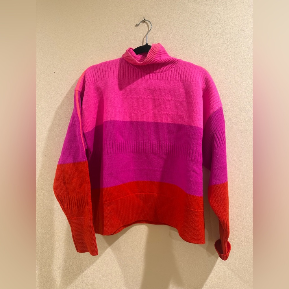 Christopher John Rogers Pink and Red Turtleneck Sweater